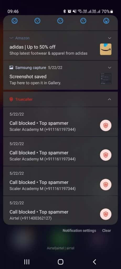 spam calls gets automatically blocked by truecaller screenshot  | 