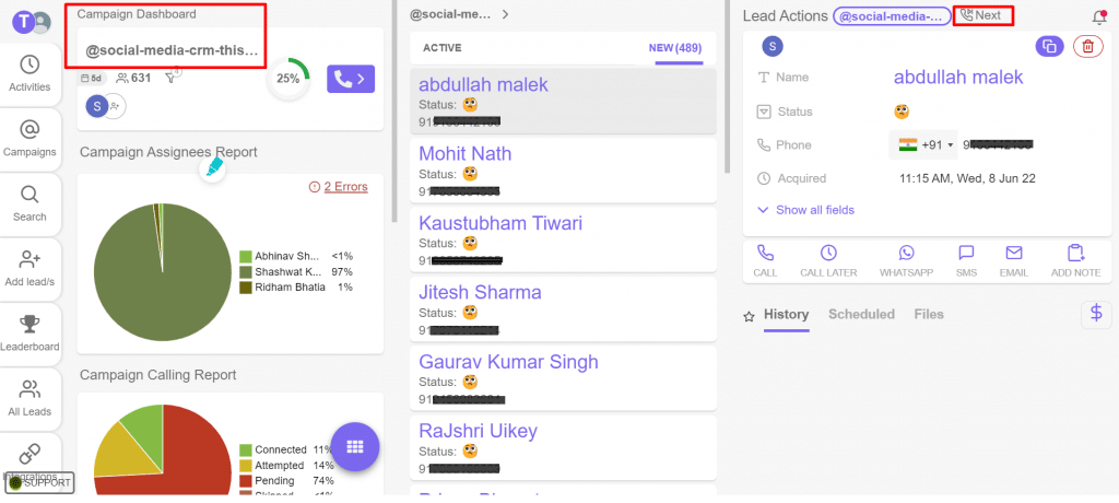 This is how telecrm calling campaign looks like | 
