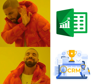 Other sales team tracking app for startup- not, crm-- yes. Drake meme