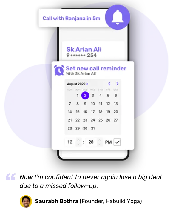 Follow-ups with the task feature of TeleCRM
