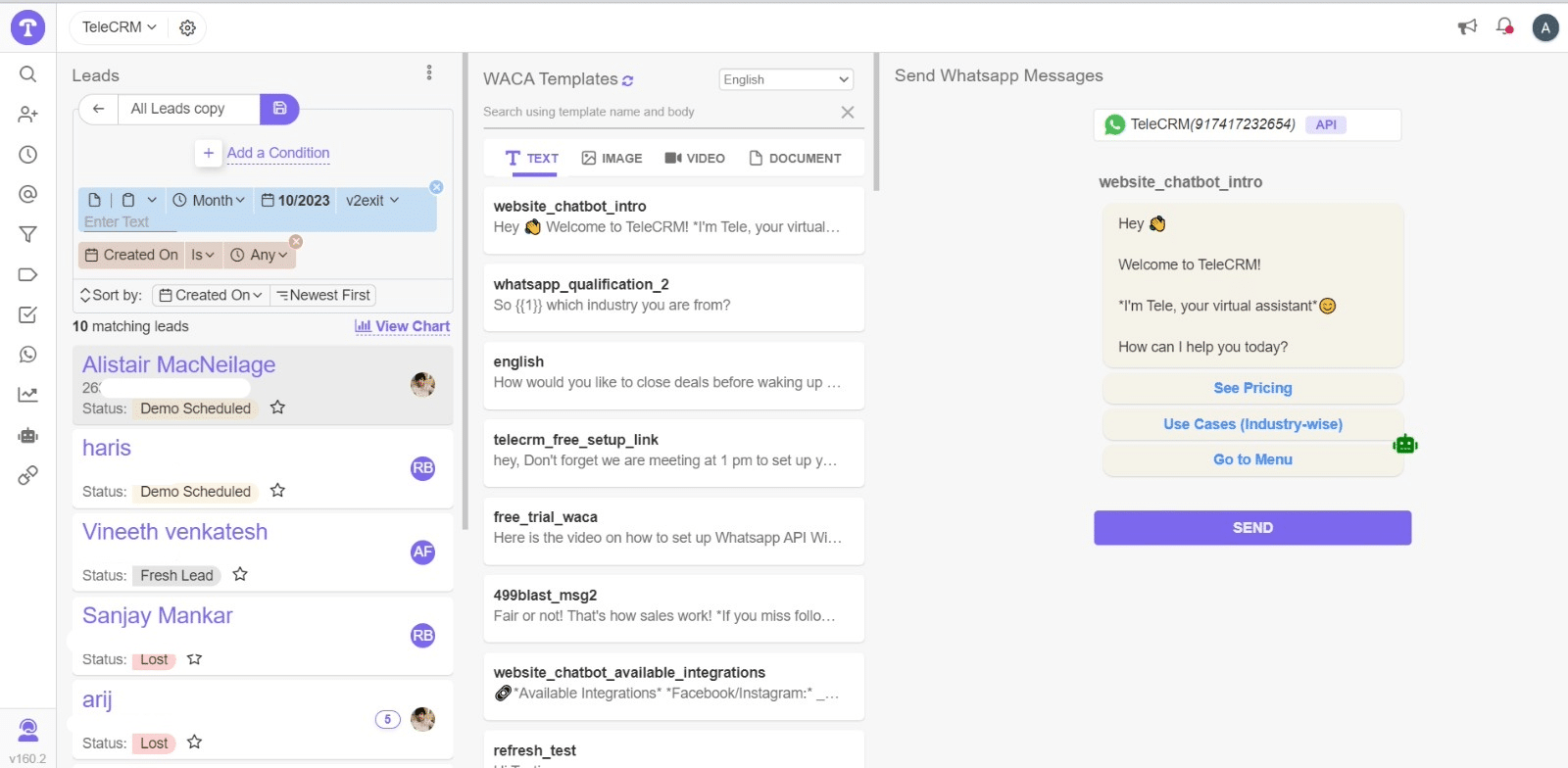Send Bulk Messages on WhatsApp with TeleCRM