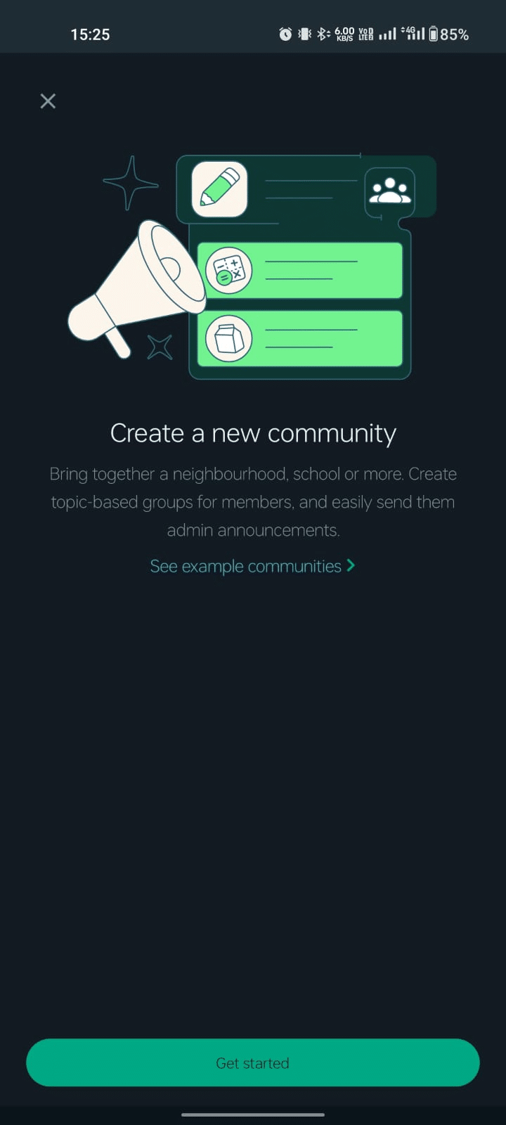 Tap the green Get Started icon.