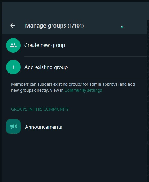 Choose to add existing groups by selecting them from your list, or create a new group specifically for this community.