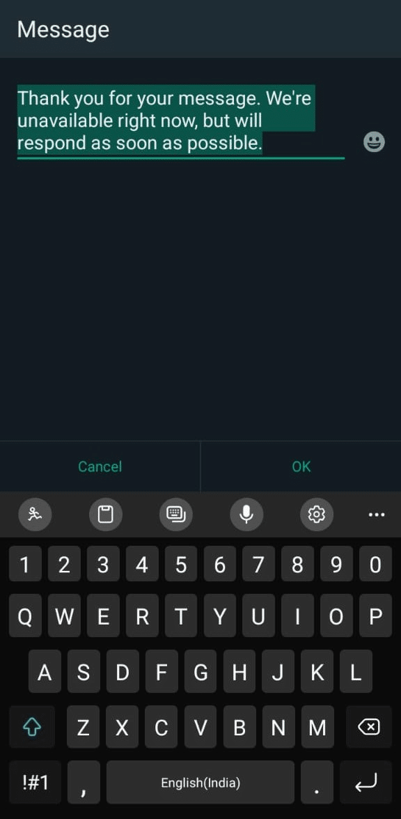Write Away message