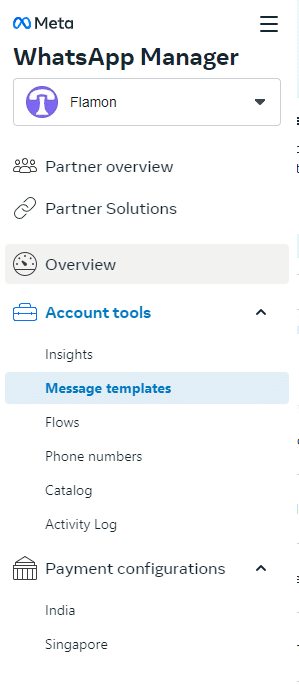 Under Whatsapp Manager, go to account tools and click on Message templates.