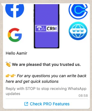 welcome/intro message sample template for WhatsApp bulk messaging