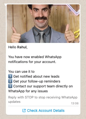 Template for sending Account Update notification to your customers