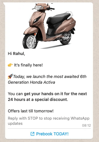product launch notification sample template for WhatsApp bulk messaging