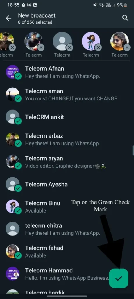 send broadcast on whatsapp