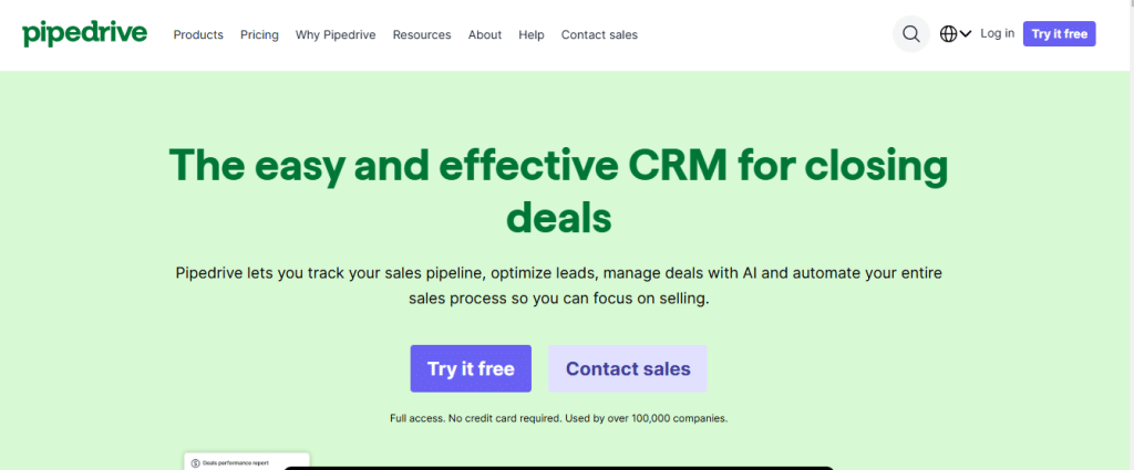 Pipedrive contact management software