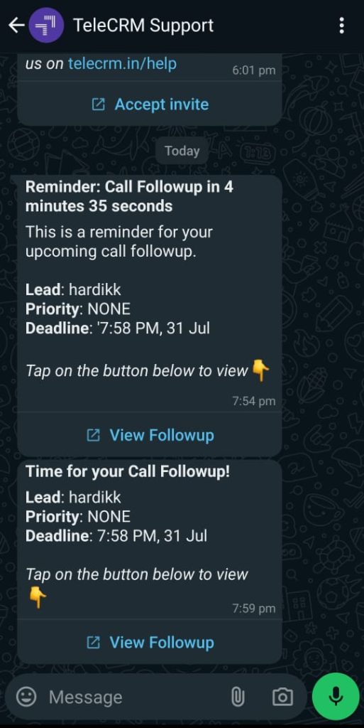 Button messages on WhatsApp using official WhatsApp cloud API in Telecrm