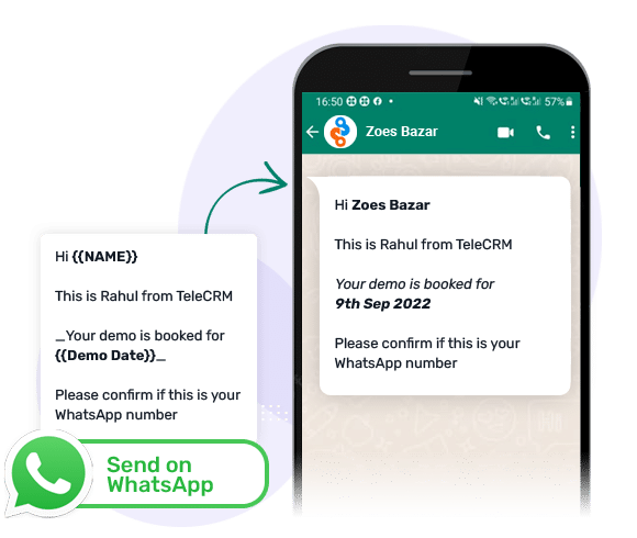 Use Telecrm's WhatsApp CRM to send not only messages that are personalised