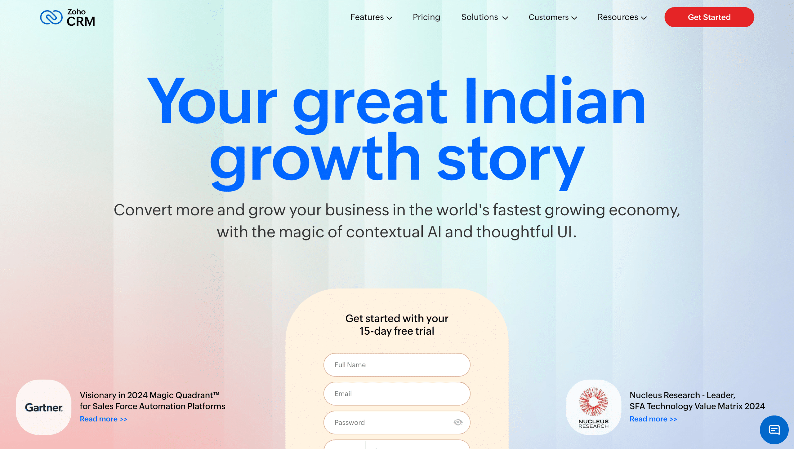 Zoho crm website 