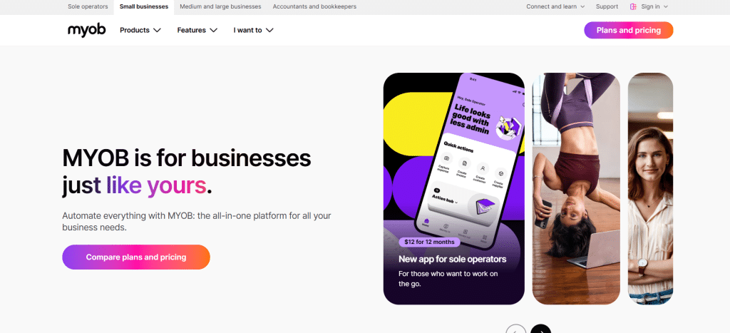 myob dashboard
