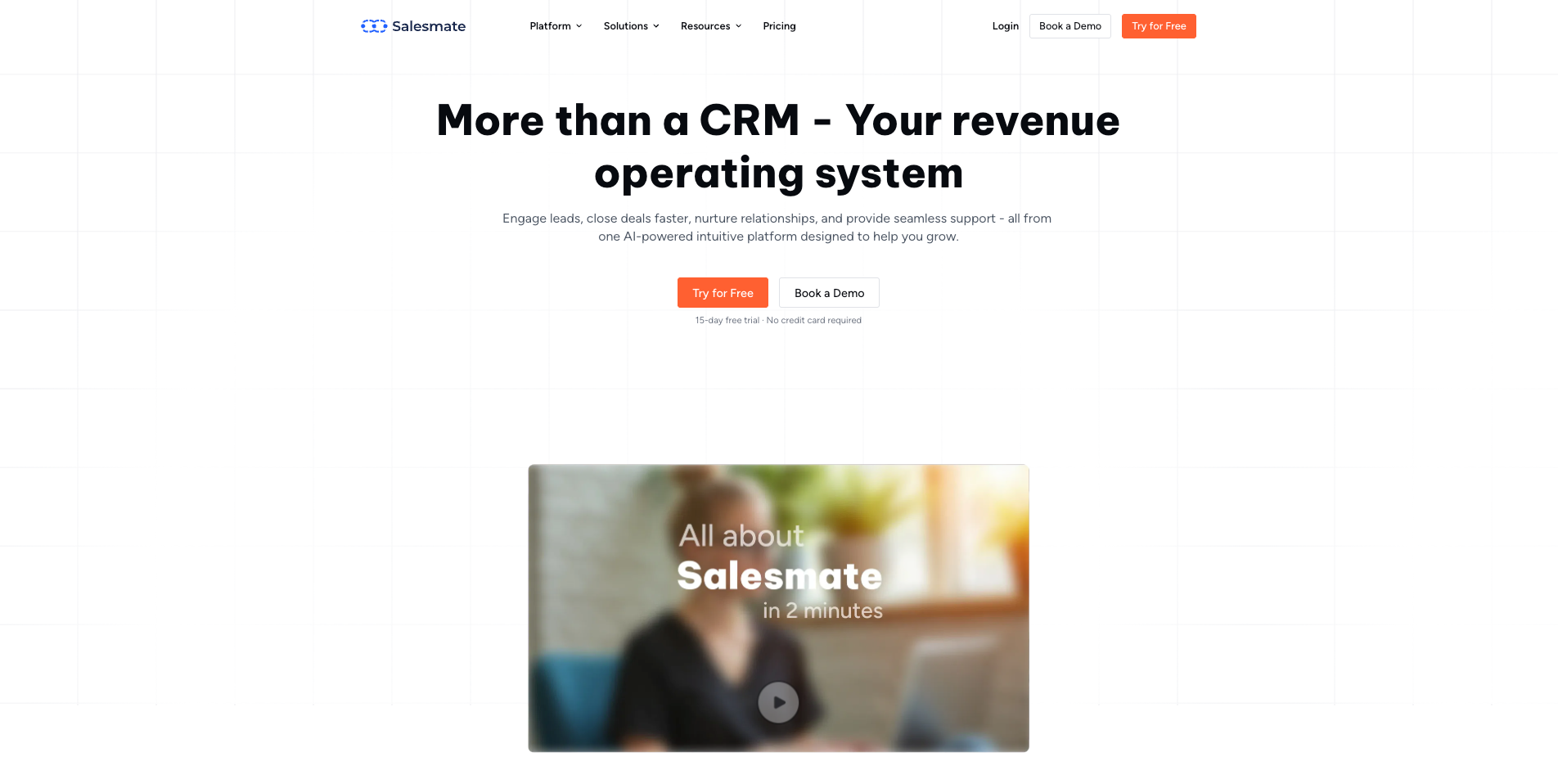 salesmate crm homepage overview